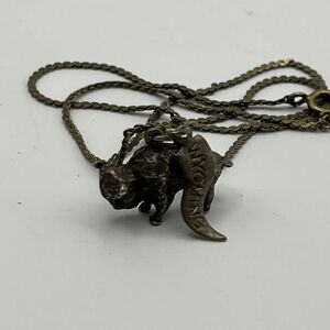 Vintage Sterling Silver .925 Wyoming Bison Buffalo Pendant Charm Necklace